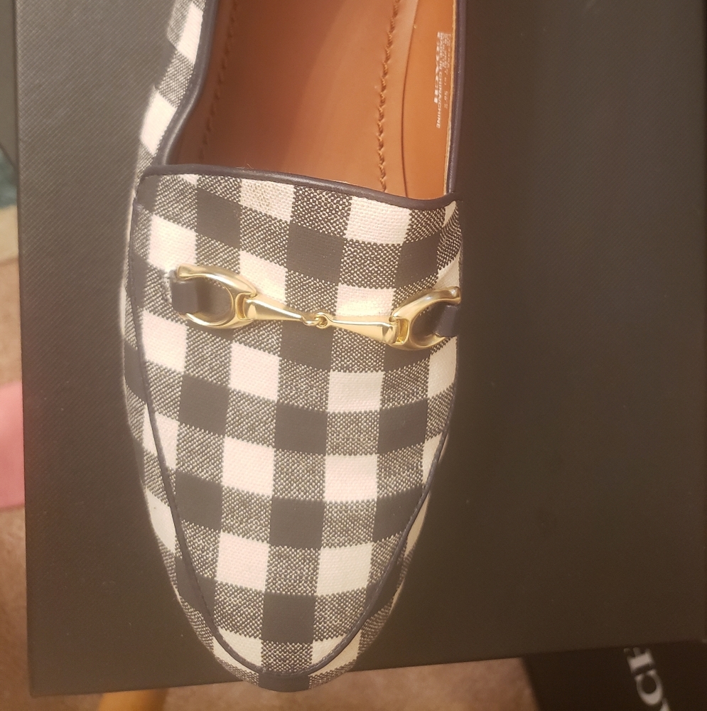 Navy Checker Coach Loafers